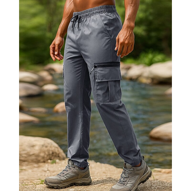 Men's Cargo Pants Hiking Pants Trousers Hiking Rain Pants Outdoor Regular Fit Waterproof Windproof Lightweight Bottoms Pocket Black Army Green Camping / Hiking Running S M L XL XXL4