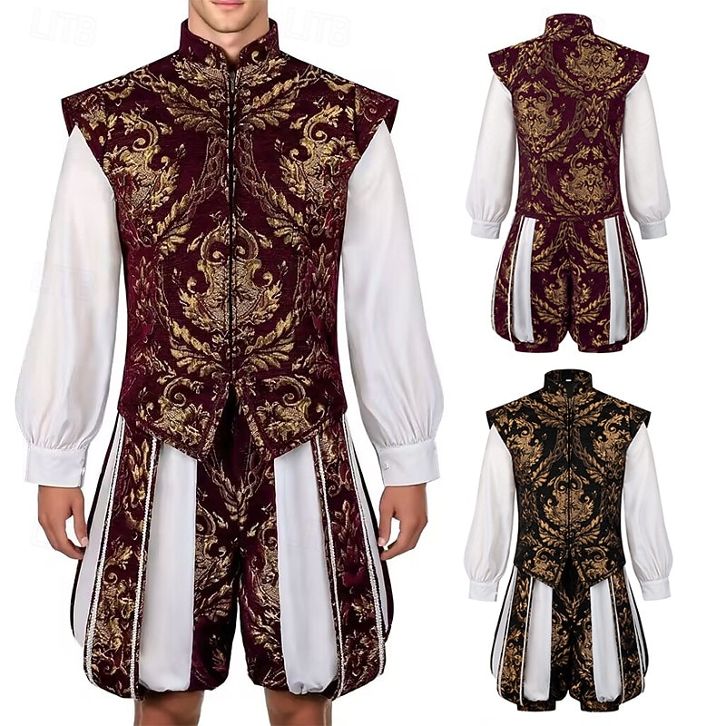 Men's Noble Renaissance Medieval Outfits Costume Ren Faire Costume Adult Nobleman Cosplay Outfit Halloween Carnival Performance Stage Dress Up