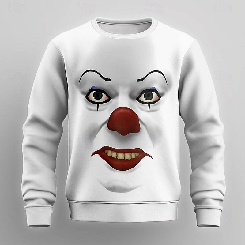 Men's Cartoon Clown Sweatshirt Sweatshirt Long Sleeve Sweatshirt Crew Neck Fashion Cool Daily 3D Print Party Streetwear All Seasons3
