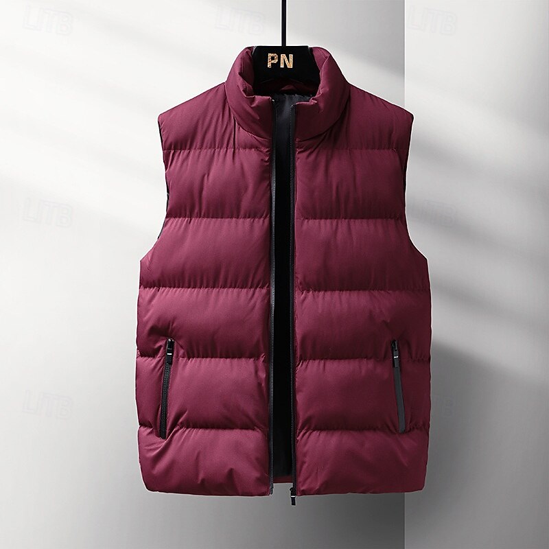 Men's Hiking Vest Puffer Vest Sleeveless Vest Outdoor Thermal Warm Winter Pocket Polyester Burgundy Blue Grey Hunting Fishing Climbing3
