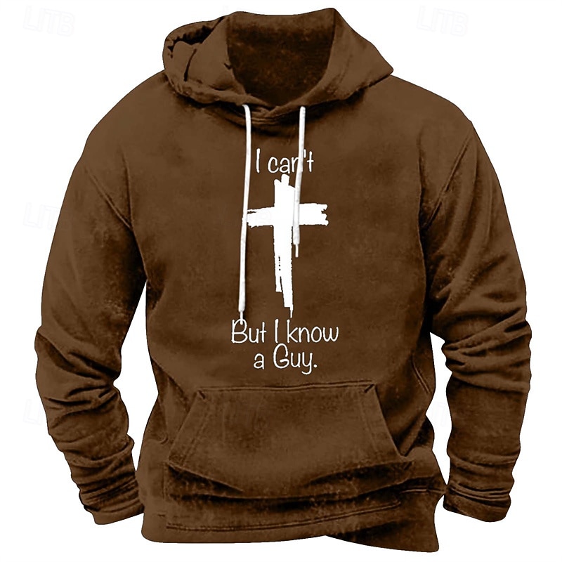 Men's Hoodie Black White Red Blue Brown Hooded Letter Cross Pocket Print Sports & Outdoor Daily Holiday Polyester Streetwear Basic Casual Spring Fall Clothing Apparel Hoodies Sweatshirts  Long Sleeve4