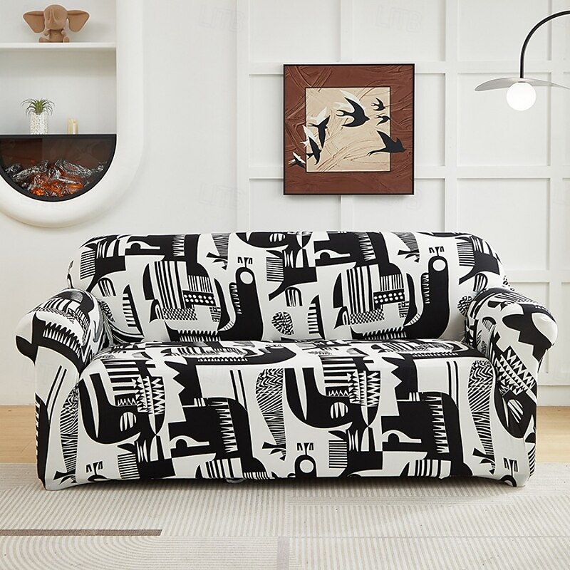 1 All Season Milk Silk Multifunctional Sofa Cover With Beautiful Floral And Leaf Pattern Design Protecting The Sofa Holiday Decoration High Elasticity Integrated Sofa Cover Equipped With 1 Pillowcase