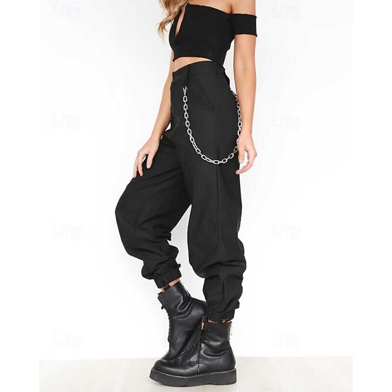 Women's Cargo Pants Slacks Streetwear Full Length Natural Plain Pocket Soft Street Daily Wear Weekend Black Fall Regular Fit2