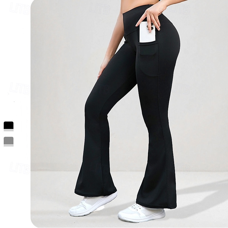 Women's Capri Leggings Yoga Leggings Pocket Tummy Control High Waist Gym Dance Athletic Bottoms Solid Color Black Grey Fall Sports Activewear Tight Fit