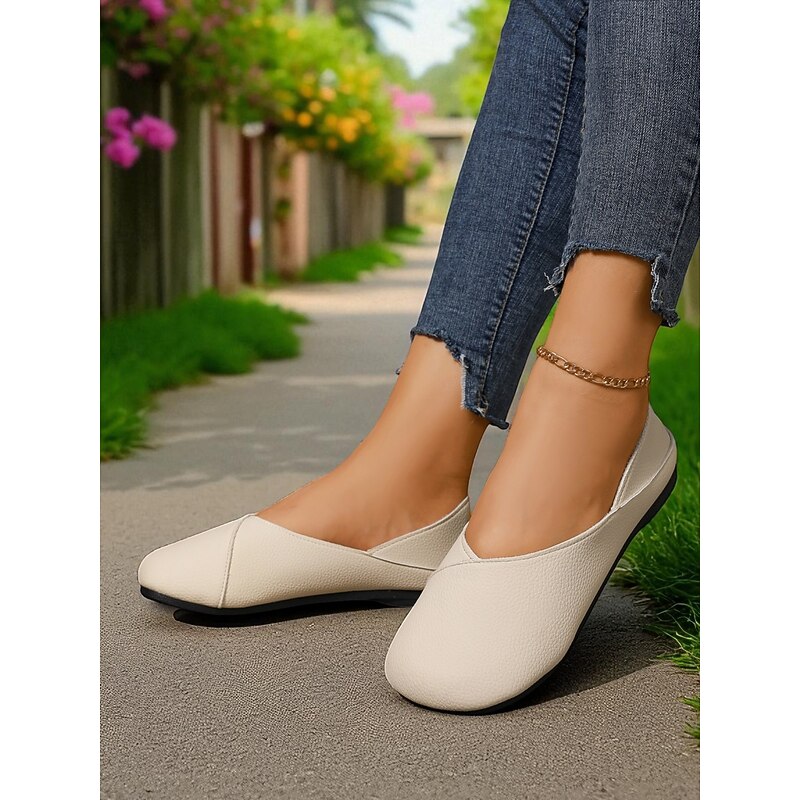 Women's Faux Leather Comfort Barefoot Flats – Minimalist Slip-On Wide Fit Shoes for Casual Walks, Daily Wear and Travel Outings3