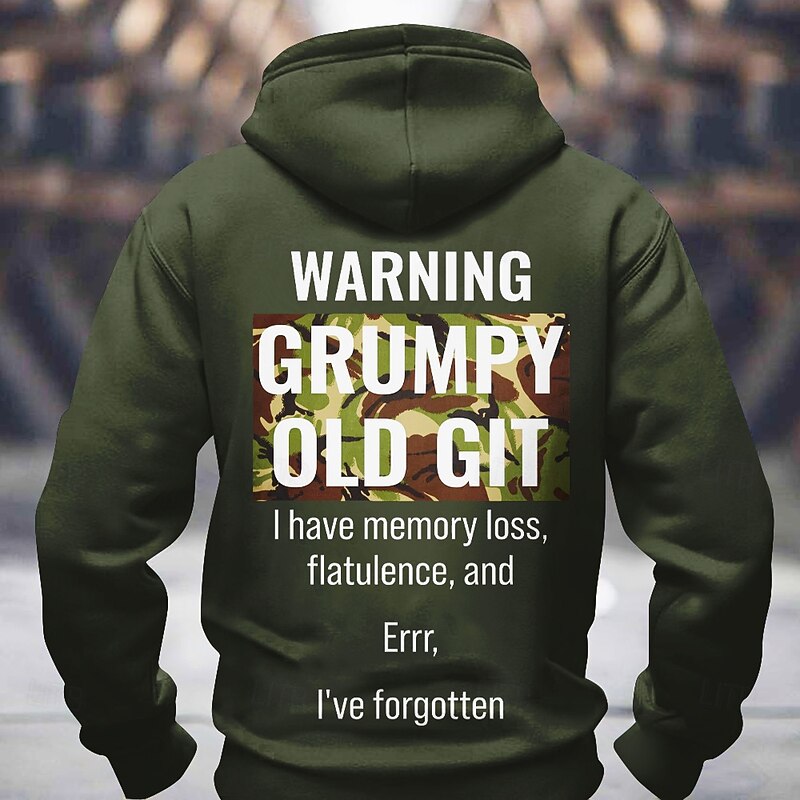 Men's Funny Hoodie - Warning Grumpy Old Git Memory Loss Joke Graphic Pullover2