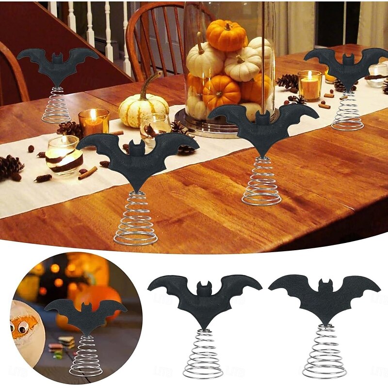 Halloween Bat Miniature Tree Topper Spooky Ornaments Halloween Tree Topper Mini Ornaments for Home Office Tabletop Party Haunted House Decor2