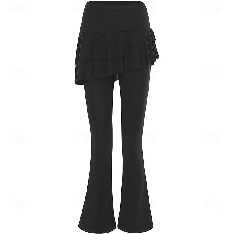 Women's Dance Pants High Waist Bell Bottom Trousers Latin Ballroom Training Square Pants3