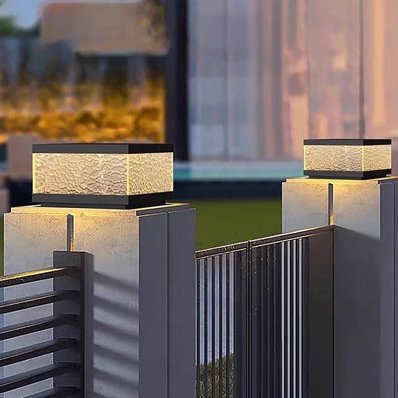 Outdoor Post Light IP65 Waterproof Lamp Post Light Fixture Black Aluminum 30cmExterior Post Lamp for Driveway Backyard Patio Garden