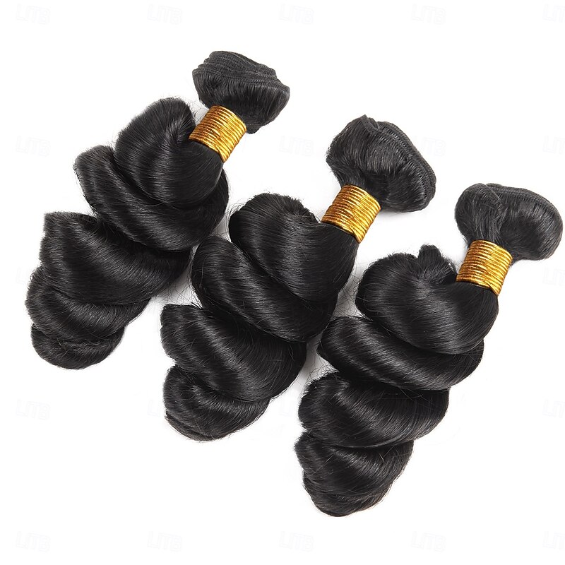 Loose Wave Human Hair Weave Extension 3 Bundles With Closure 4x4 Lace Closure hair2