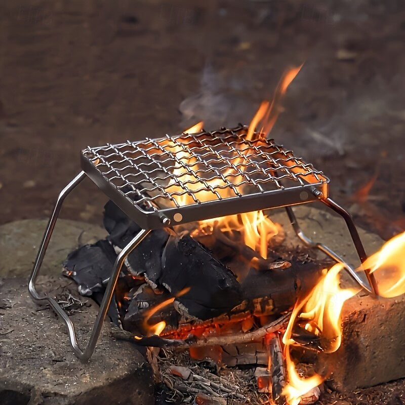 Collapsible Stainless Steel Campfire Cooking Rack Suitable for Outdoor Camping and Travel Do not contact food