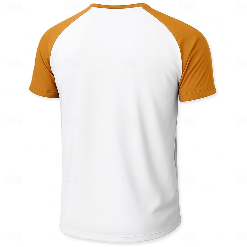 Men's Henley Shirt Tee Top Short Sleeve Solid / Plain Color Casual Casual / Sporty Color Block Raglan Sleeves Crewneck Henley Sports & Outdoor Casual Sports Summer All Seasons White+Black Yellow3