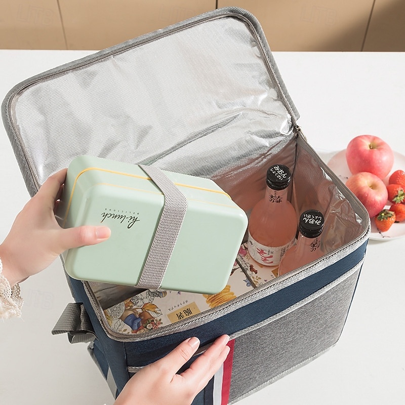 Lunch Bag for Women and Men for Back to School Office Picnic Hiking Beach Foldable Insulated Tote Large Capacity Cooler Bag with Aluminum Foil Oxford Cloth for Outdoor Use3