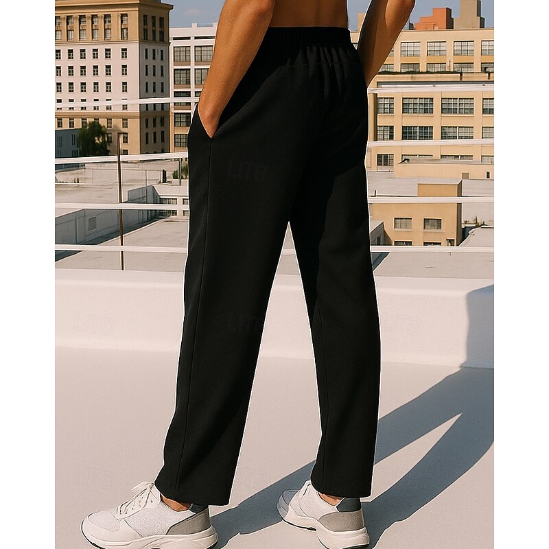 Men's Sweatpants Wide Leg Pants Track Pants Pocket Drawstring High Waist Bottoms Athleisure Gym Workout Fall Quick Dry Breathable Gym Workout Outdoor Running Slim Fit Sportswear Activewear Solid2