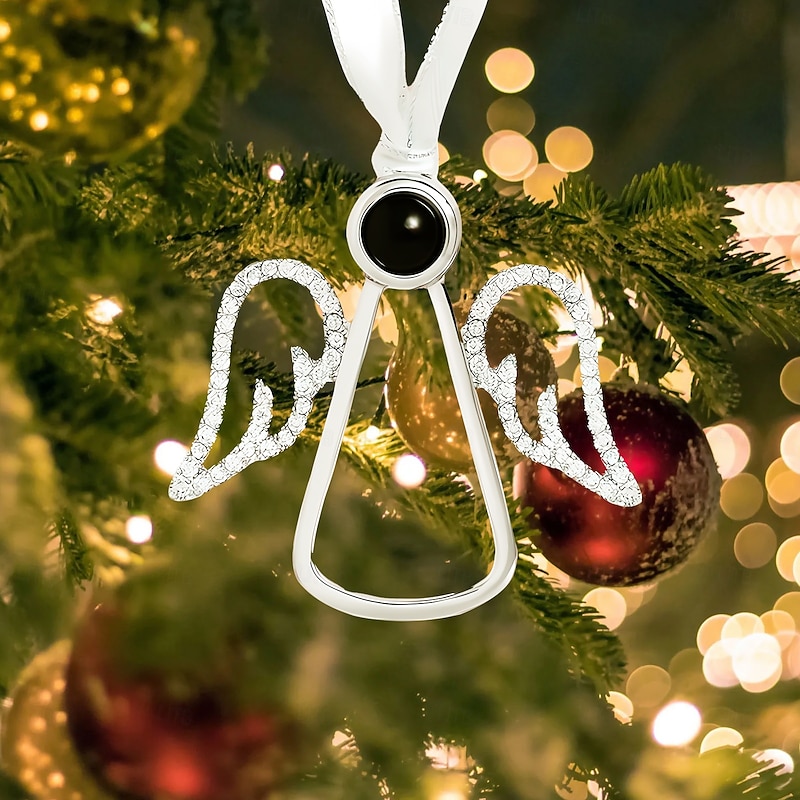 Personalized Christmas Photo Angel Projection Ornament Custom Picture Memorial Gift Charm Xmas Tree Hanging Decor, Christmas Gift for Her/Him/Family3