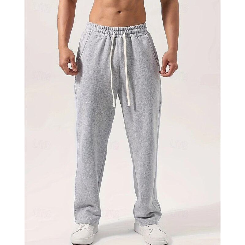 Men's Athletic Pants Sweatpants Trousers Straight Leg Sweatpants Pocket Elastic Waist Drawstring Plain Comfort Sports Outdoor Daily Fashion Casual Black Gray Micro-elastic2