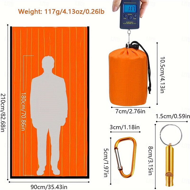 Lightweight Waterproof Emergency Sleeping Bag - Thermal Bivy Sack for Camping Hiking & Outdoor Survival Portable PE Material Easy-to-Carry Compact Design Bright Orange for Rescue Visibility3