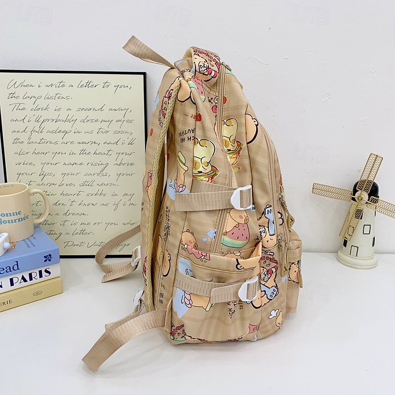 Girls' Kawaii Cartoon Backpack – Cute Food & Bear Print School Bag for Teen Students, Middle School & Daily Use3