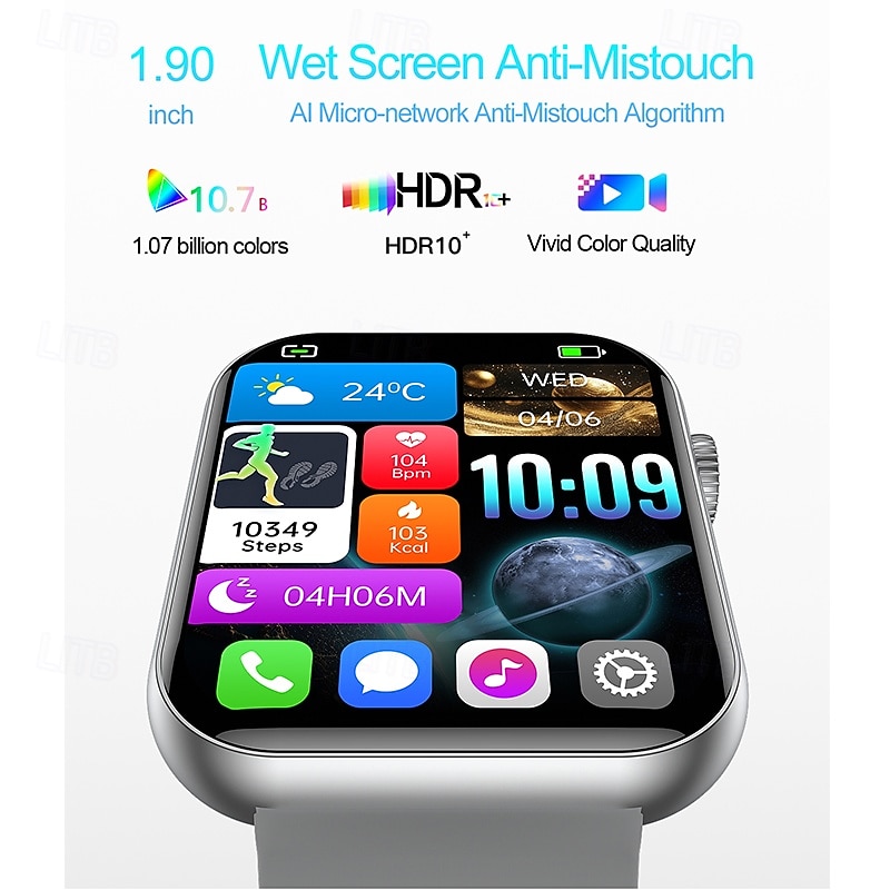iMosi HW92 Smart Watch 1.9 inch Smartwatch Fitness Running Watch Bluetooth Pedometer Call Reminder Sleep Tracker Compatible with Android iOS Women Men Hands-Free Calls Waterproof Media Control IP 673