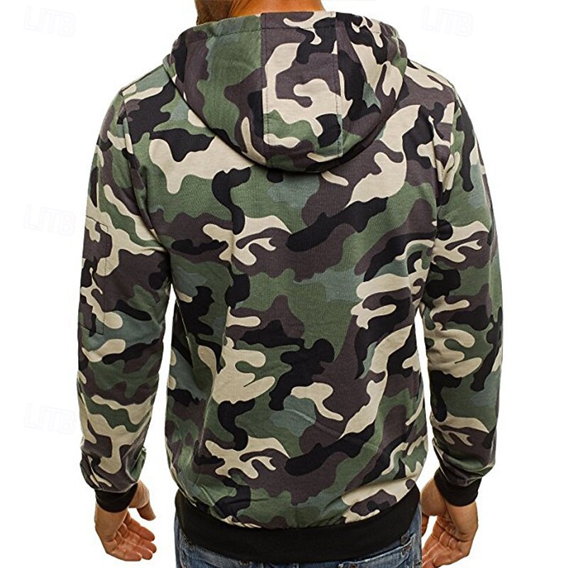Men's Hoodie Sweatshirt Full Zip Hoodie Camouflage hoodie Tactical Hoodie Green Gray Hooded Camouflage Sports & Outdoor Daily Streetwear Casual Workout Athletic Fall Clothing Apparel Hoodies3