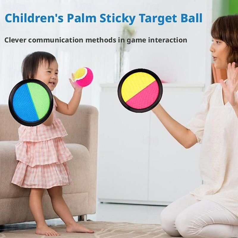 Sticky Ball Game Set with Suction Cup Paddle, Colorful Plastic Throw and Catch Toy for Family Fun, Interactive Outdoor Sports Equipment for Kids and Adults4