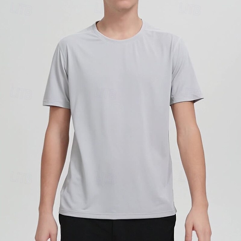 Men's Performance Shirt Sport Tee Shirt Short Sleeve Crew Neck Top Outdoor Quick Dry Lightweight Sweat wicking Breathable Polyester Black White Red Tennis Golf Running2