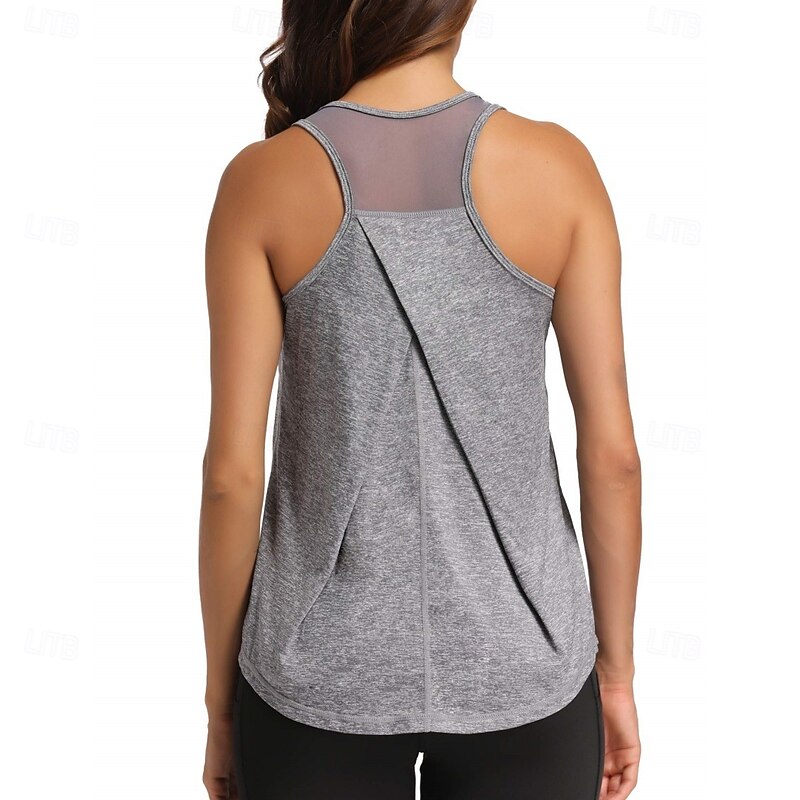 Women's Patchwork Workout Tank Top Sport Shirt Sports Tank Top Tank Top Sleeveless Patchwork Quick Dry Tennis Golf Pickleball Crew Neck Racerback Mesh Back Black White Red Tennis Clothing2