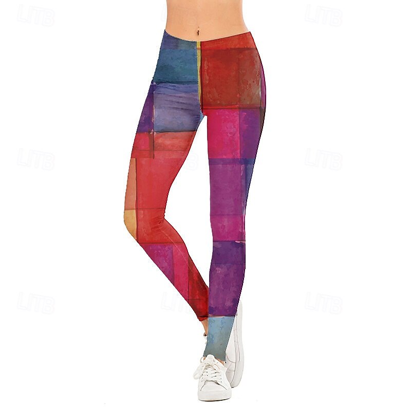 Women's Slacks Leggings Cozy Leggings Streetwear Casual Full Length Natural Flower Elastic Waist Print Soft Street Holiday Daily Wear Apple Green Black Gold Deep Purple Dark-Gray Fall Regular Fit4