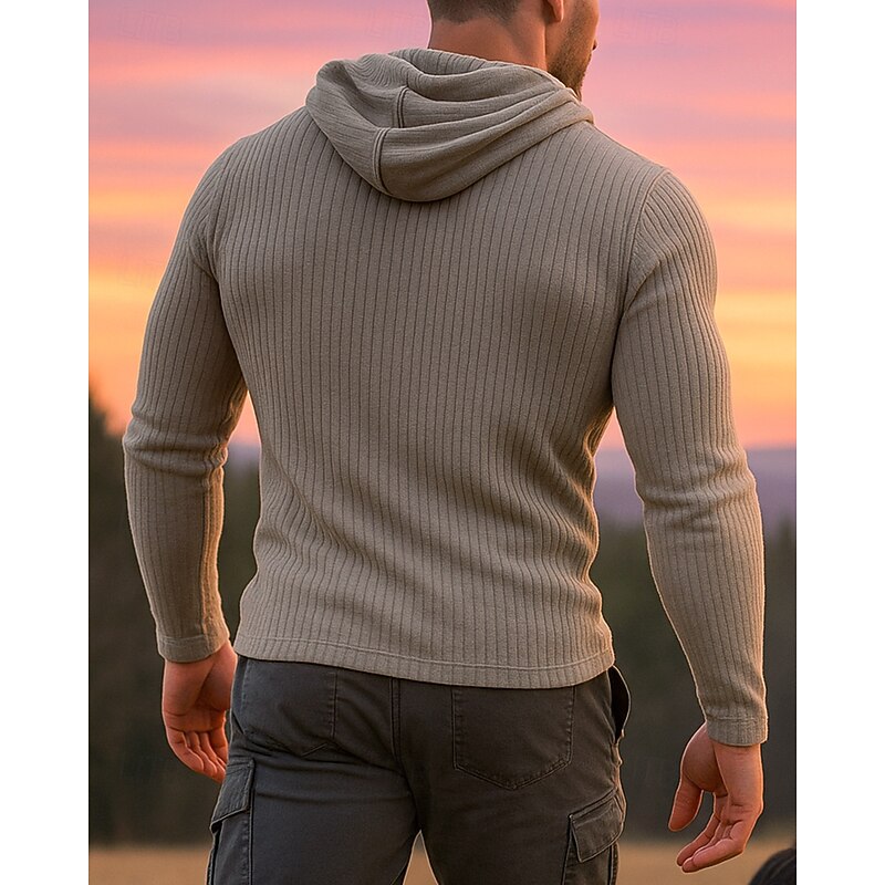 Men's Hoodie Hiking top Sport Hoodie Long Sleeve Hooded Tee Tshirt Top Outdoor Thermal Warm Lightweight Winter Quarter-Zip Polyester Black Army Green Navy Blue Hunting Fishing Running2