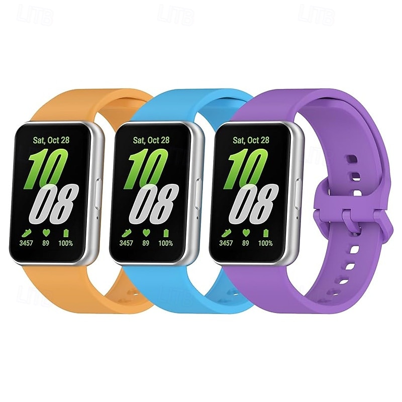 3 Pack Watch Band for Samsung Galaxy Galaxy Fit 3 Silicone Replacement  Strap Cute Sport Band Modern Buckle Wristband3