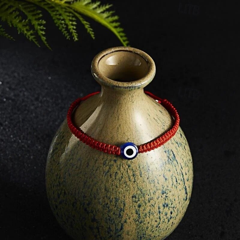 Handmade Evil Eye Bracelet Turkish Blue Bead Adjustable Red Cord Braided Wristband with Seven Sections Protection Symbol Jewelry for Men and Women2