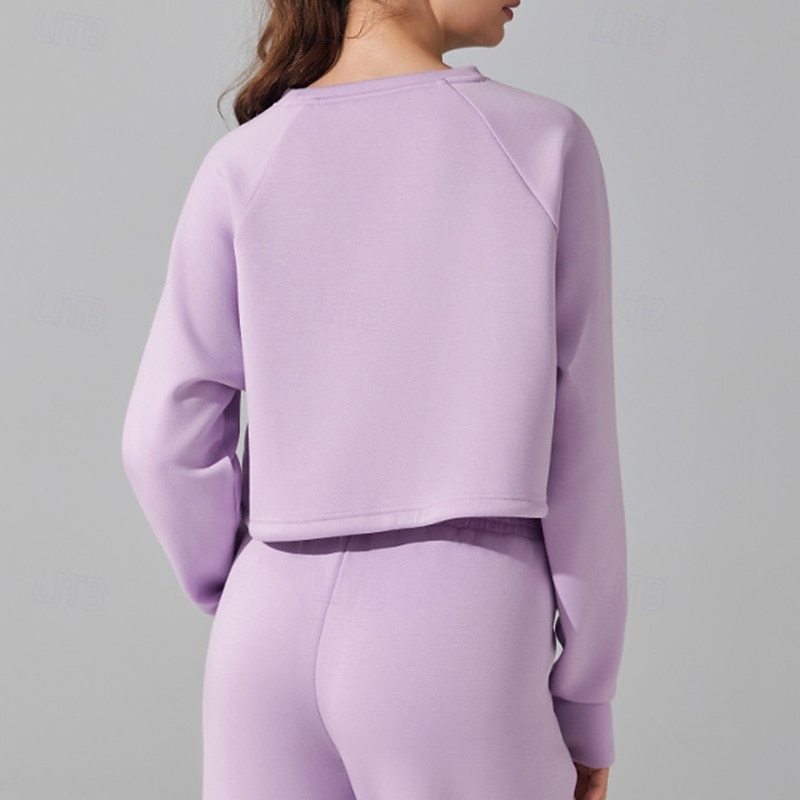 Women's Outdoor Sweatshirt Windproof Soft Drawstring Long Sleeve Sports Solid Color Top For Gym Gym Workout Fitness Loose Fit Activewear3