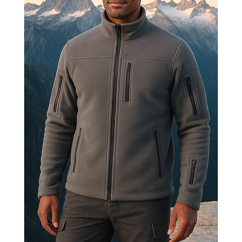 Men's Fleece Jacket Outdoor Thermal Warm Hiking Outfits Hiking Clothes Winter Autumn / Fall Top Camping / Hiking / Caving Running Black Army Green Grey