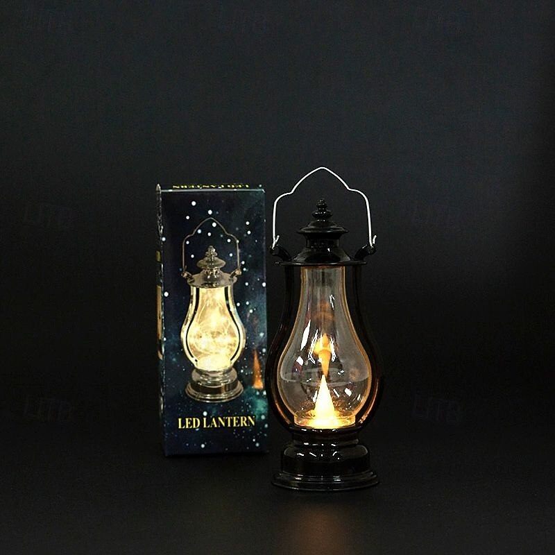 LED Retro Oil Lamp Portable Kerosene Lantern Electronic Candle Lamp Halloween Home Decorations3