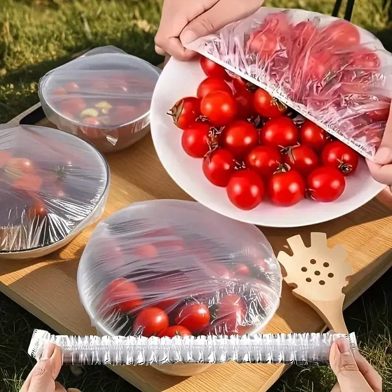 500pcs Reusable Elastic Food Storage Covers, Transparent Stretch Plastic Bowl and Plate Seal Lids for Kitchen and Dining Use