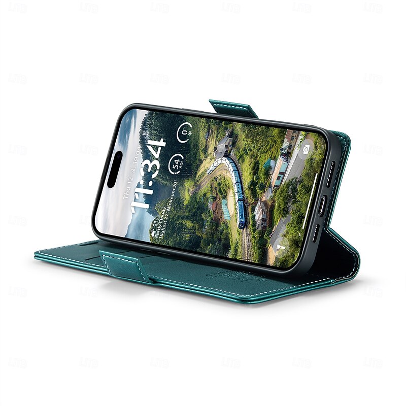 Phone Case For Apple AirTag iPhone 17 Air iPhone 16 15 14 Pro Max Plus iPhone 16e iPhone 13 12 11 Pro Max Mini Flip Cover Full Body Protective Kickstand Card Slot TPU PU Leather4