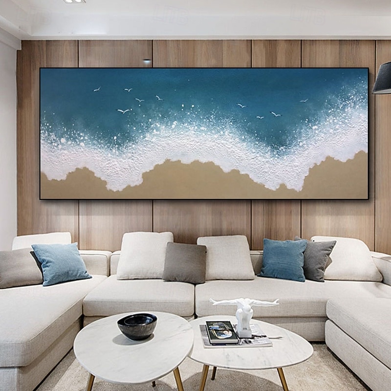 Handmade Oil Painting Canvas Wall Art Decoration Modern Abstract Sea and Beach Landscape for Home Decor Rolled Frameless Unstretched Painting4