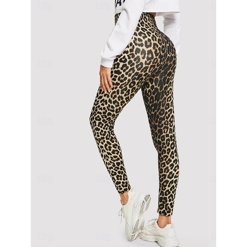 Women's Leggings Cozy Leggings Streetwear Long High Waist Leopard Printing High Cut Breathability Soft Stretchy Going out Streetwear Leopard Printed Leopard Fall Regular Fit3