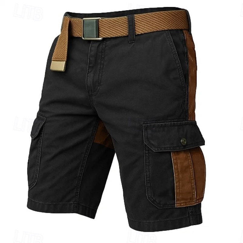 Men's Cargo Shorts Outdoor Shorts Casual Shorts Hiking Shorts Patchwork Multi Pocket Straight Leg Color Block Wearable Moisture Wicking Knee Length Outdoor Casual Daily Fashion Classic Style Black4