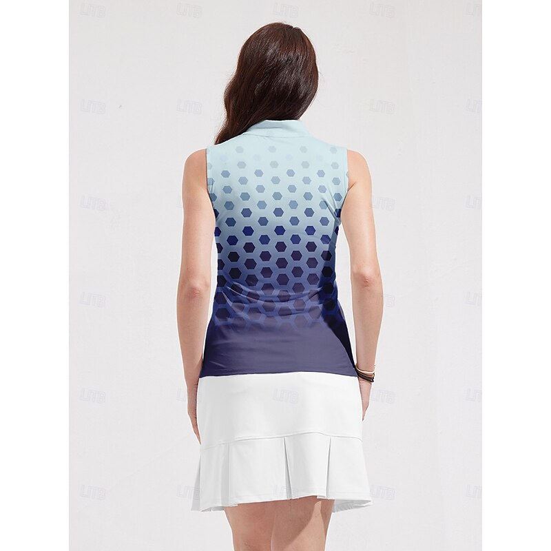 Women's Golf Polo Shirt Navy Blue Sleeveless Top Ladies Golf Attire Clothes Outfits Wear Apparel2