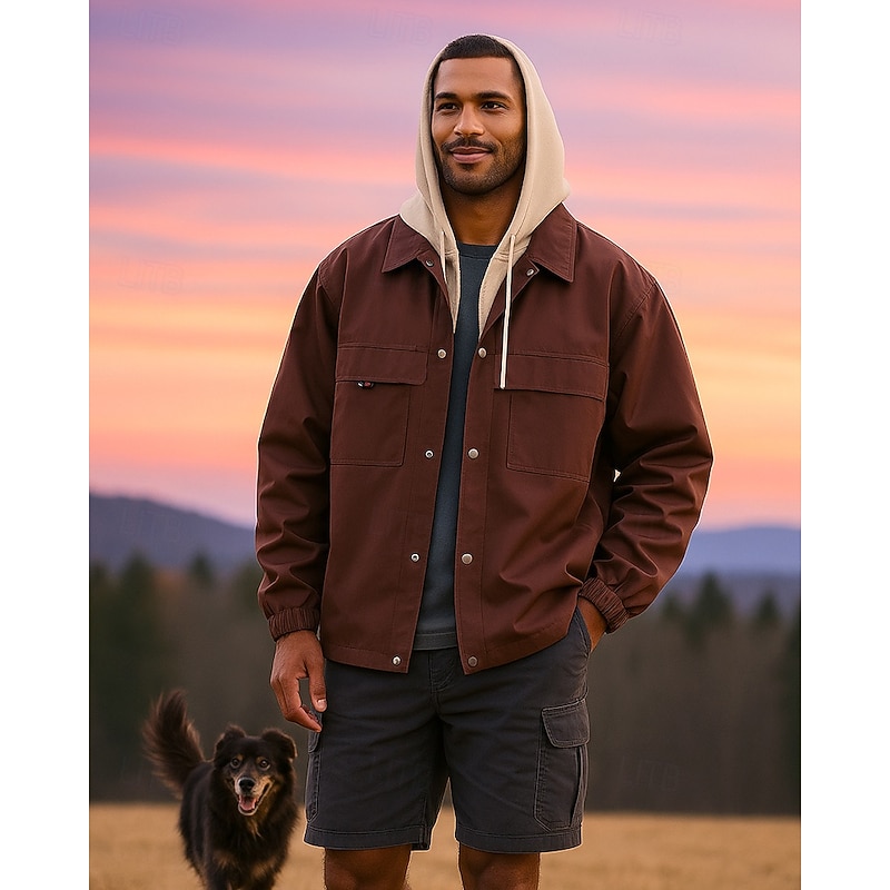 Men's Windbreaker Softshell Jacket Hiking Jacket Outdoor Waterproof Windproof Hiking Outfits Hiking Clothes Spring Autumn / Fall Jacket Hunting Climbing Running Patchwork Black Army Green Khaki3