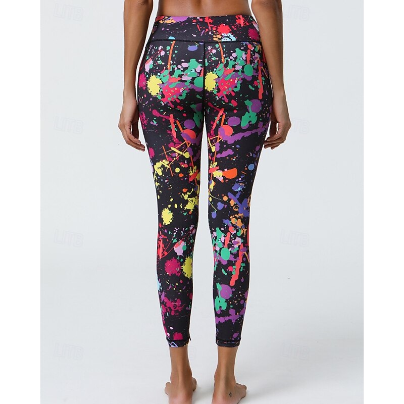 Women's Capri Leggings Yoga Leggings Tummy Control High Waist Gym Athletic Pilates Bottoms Printing Pink Light Green Red Fall Sports Activewear Tight Fit3