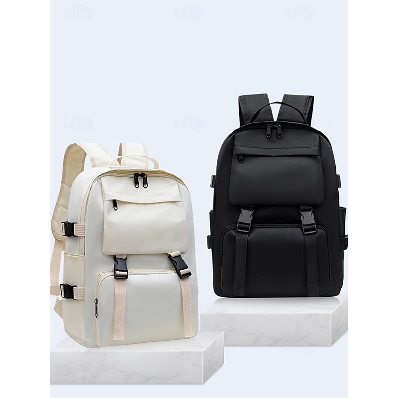 Minimalist Large Capacity Backpack for Students and Commuters – Multi-Pocket Laptop Rucksack with Side Straps and Front Buckle Design for School, Travel or Daily Use2