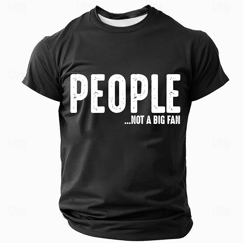 Men's Sarcastic 'People Not A Big Fan' Graphic T-Shirt, Funny Introvert Short Sleeve Tee