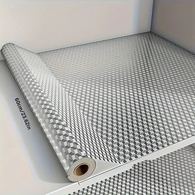 2 Rolls 6M Heat-Resistant Aluminum Kitchen Stickers, Waterproof and Oilproof Drawer Liners for Backsplash and Cabinets, Durable and Easy-to-Clean Foil Paper for Modern Kitchen Organization and Decor2