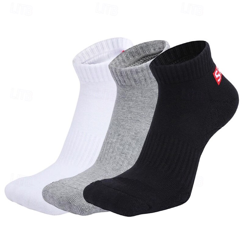 Men's 3 Pairs Multi Packs Socks Running Socks Casual Socks White+White+Black Black+White+Gray Color Color Block Vacation Sports & Outdoor Daily Basic Medium Spring Fall Fashion Casual2