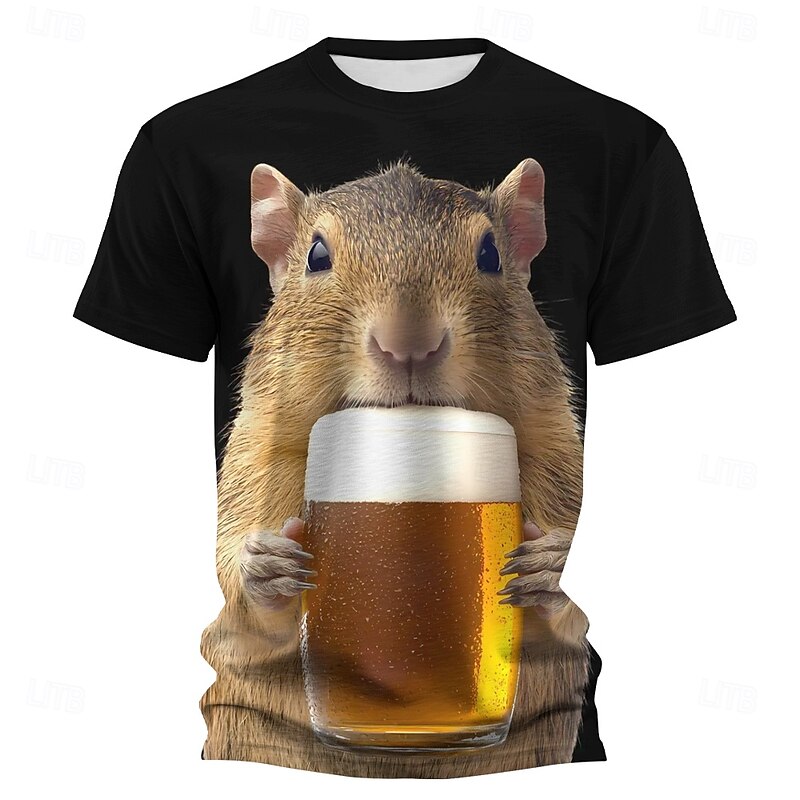 Men's Animal 3D T Shirt Short Sleeve T shirt 3D Print Crew Neck Shirt Fashion Exaggerated Daily Party Street Casual Black 1 Black Summer Spring Clothing Apparel S M L XL XXL XXXL