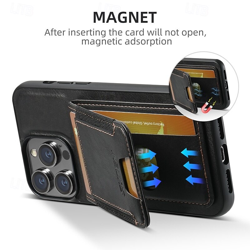 Phone Case For iPhone 17 Pro Max 17 Air 16 16 Plus iPhone 16 Pro 16 Pro Max 15 15 14 Pro Max Plus 14 Plus 13 Pro Max Back Cover with Stand Holder Card Slot Shockproof Retro TPU PU Leather4