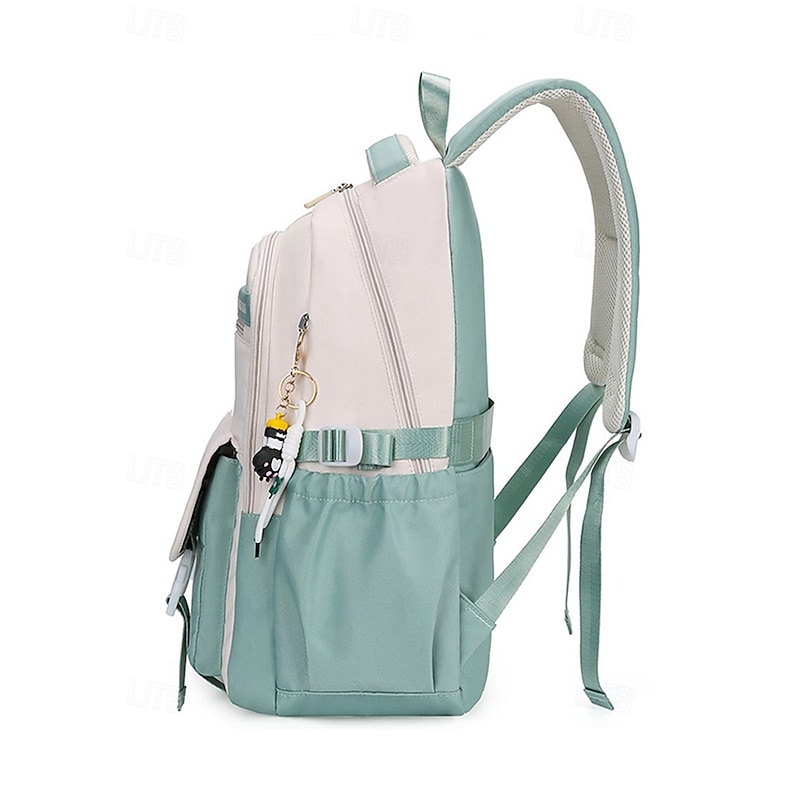 Waterproof School Backpack for Teens – Large Capacity Travel Bag with Luggage Strap and Multiple Compartments, Stylish Colorblock Design for Girls and Boys4