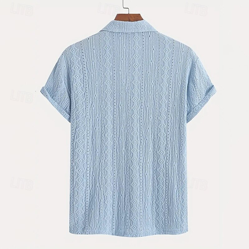 Men's Golf Shirt Golf Polos Shirts Work Casual Lapel Short Sleeve Basic Modern Plain Buttons Jacquard Summer Regular Fit Dark Brown Black Light Green Sky Blue Khaki Golf Shirt3